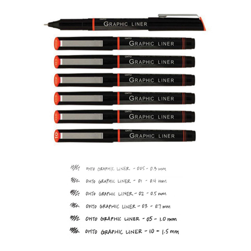 03 - Ohto Graphic Liner Needle Point Drawing Pen - 0.7mm - Black Ink