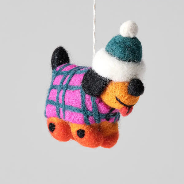 "TOOTS, DOG IN HAT" HANGING FELT ORNAMENT — by Cari Vander Yacht
