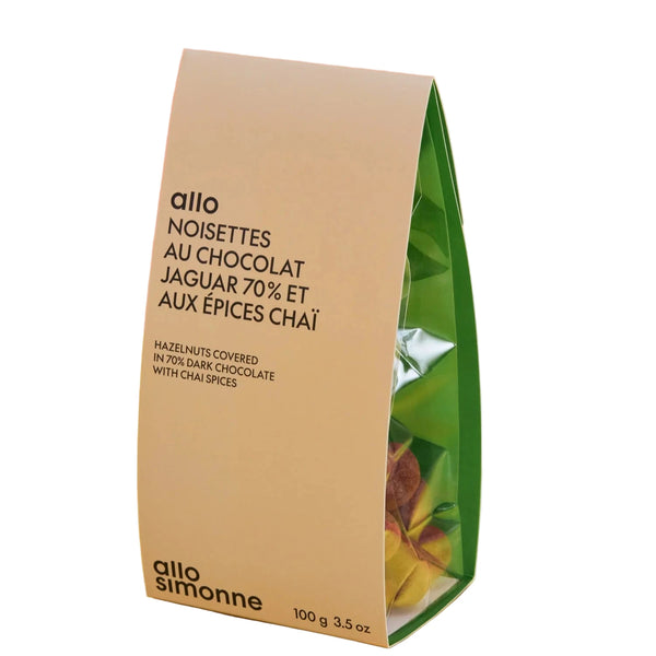 NOISETTES AU CHOCOLAT JAGUAR 70% ET AUX ÉPICES CHAÏ — par Allo Simone