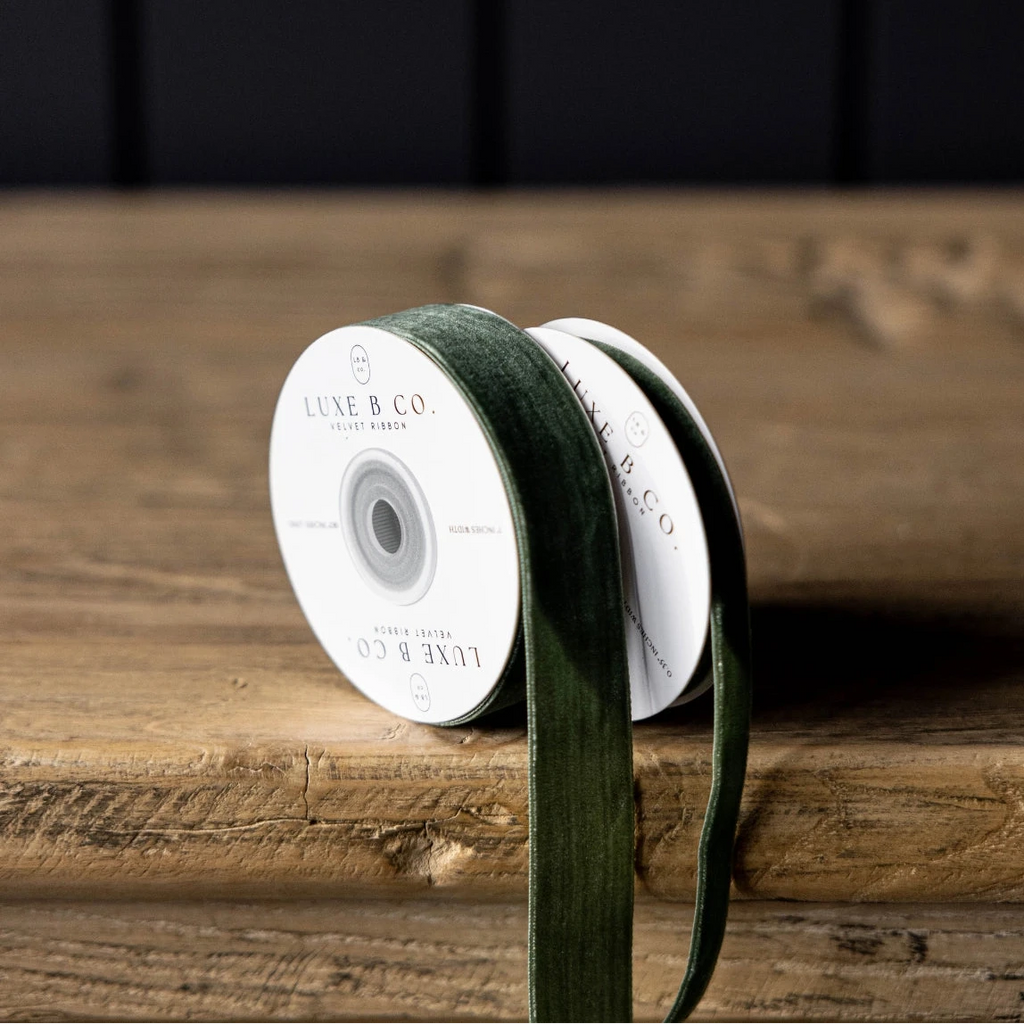 GREEN VELVET RIBBON - MEDIUM — by Luxe B Co.