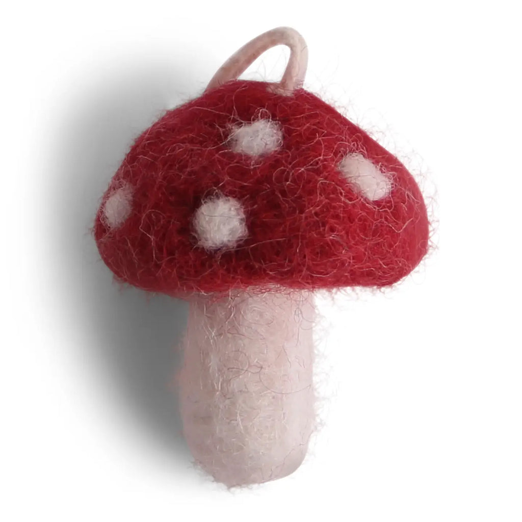 HANGING FELT ORNAMENT - Set of 5 Mini Red Mushroom — by Gry & Sif