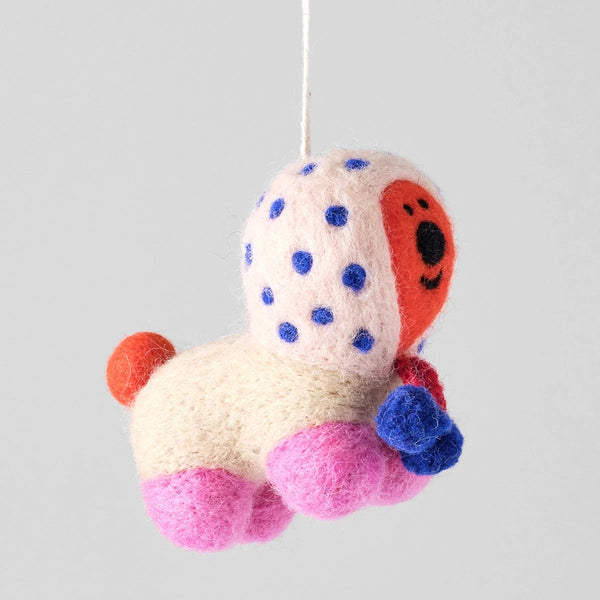 "POM POM PUP" HANGING FELT ORNAMENT — by Cari Vander Yacht