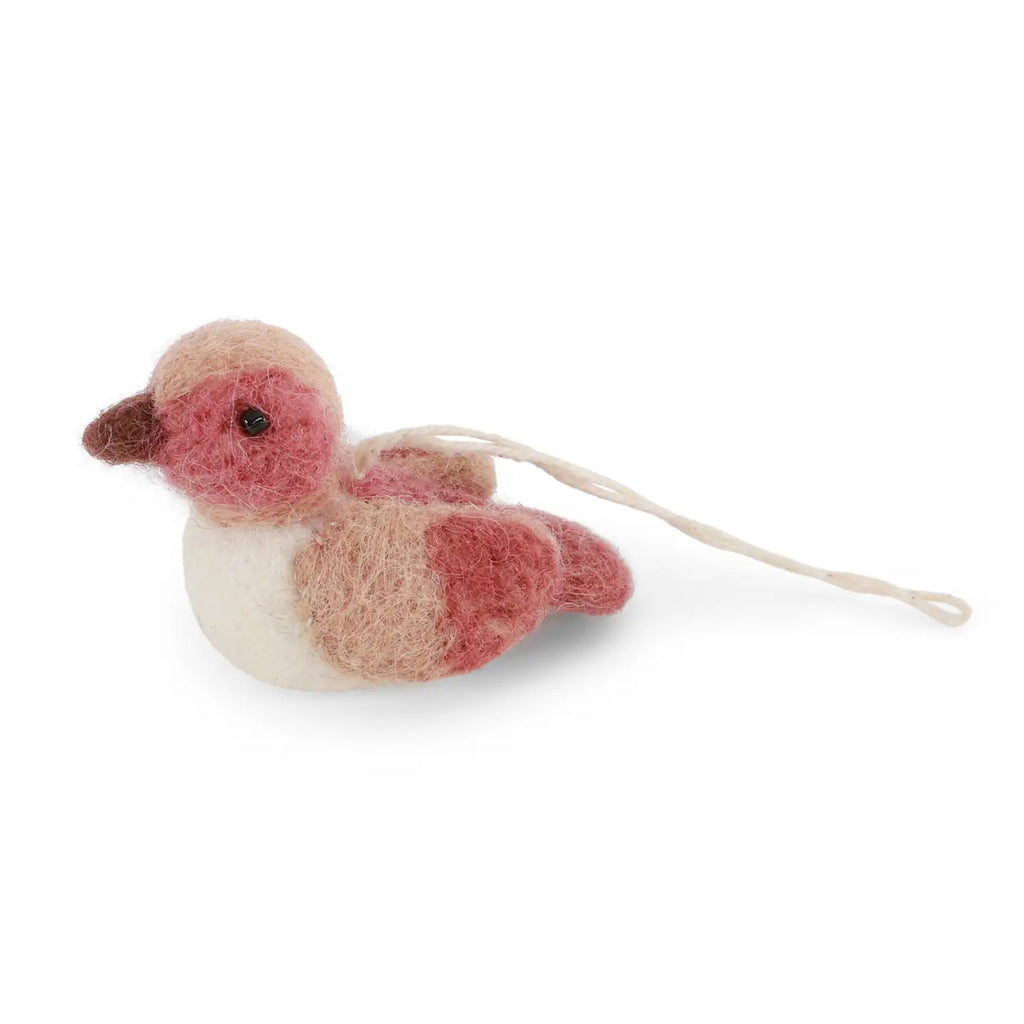 HANGING FELT ORNAMENT - MINI SPARROW DUSTY RED & WHITE — by Gry & Sif