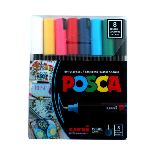 POSCA PC-1MR — POINTE EXTRA FINE (ENSEMBLE DE 8) — par UNI Mitsubishi pencil