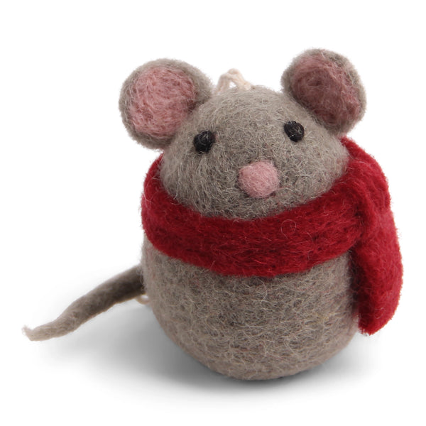 HANGING FELT ORNAMENT - MOUSE WITH SCARF — by Gry & Sif