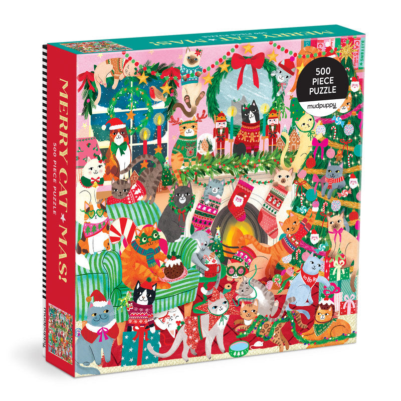 MERRY CATMAS! , 500 PIECES PUZZLE — by Rebecca Jones