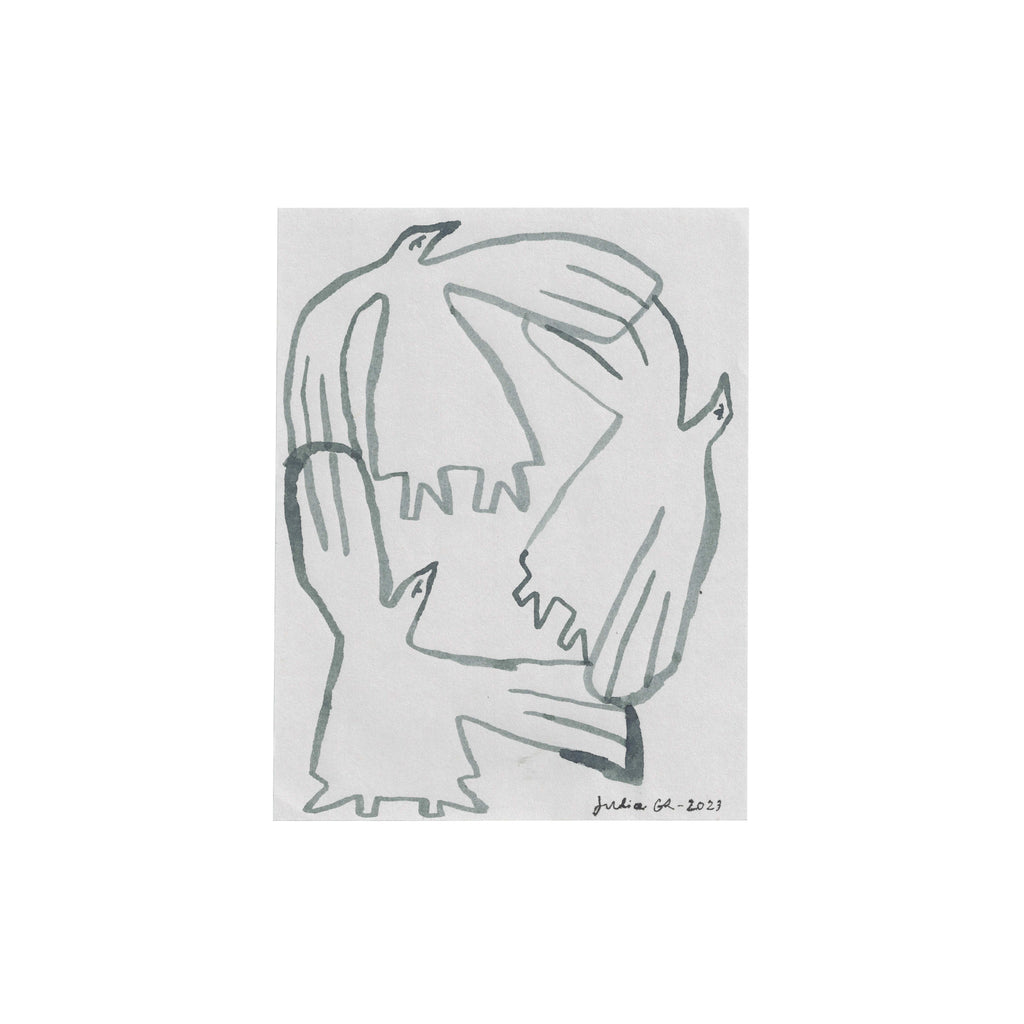 ANIMATION OISEAUX #9 (Original Painting) – 3.88 × 4.69 inches — by Julia GR
