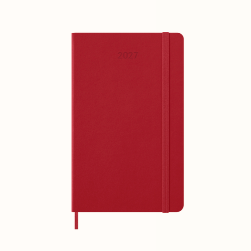 AGENDA JOURNALIER 2027 – FORMAT LARGE, COUVERTURE RIGIDE, ROUGE ÉCARLATE — par Moleskine