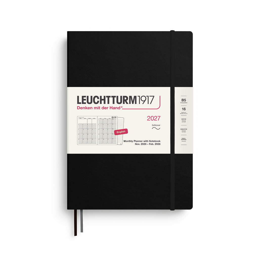 AGENDA MENSUEL & CARNET (B5) 2027, COUVERTURE SOUPLE (plusieurs couleurs) ANGLAIS — par Leuchtturm 1917