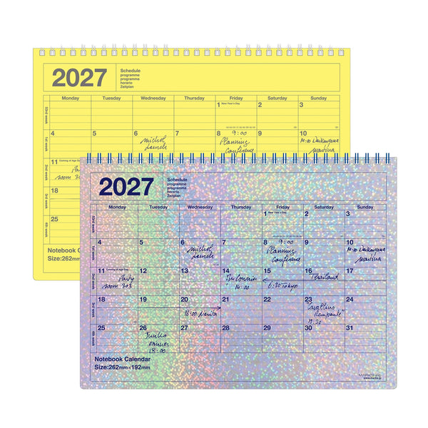 MONTHLY NOTEBOOK CALENDAR 2027 - 12 MONTHS, B6 (Multiple Colors) — by MARK'S