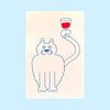 BLUE WINE CAT, 12" X 18" (screen printed) — by Benoit Tardif