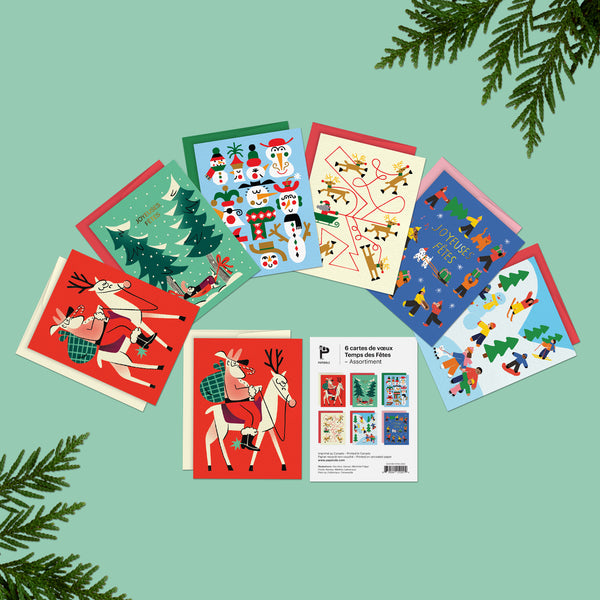 6 CARTES DE VOEUX DU TEMPS DES FÊTES (français) — COLLECTION 2025