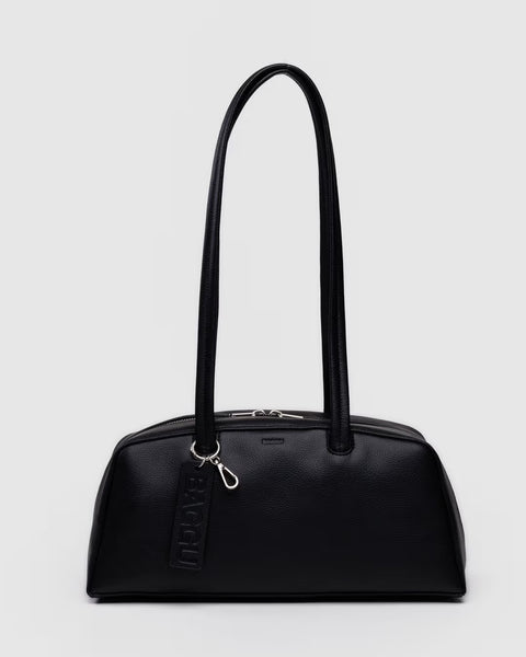 RECYCLED LEATHER BOWLER BAG, Black — by Baggu