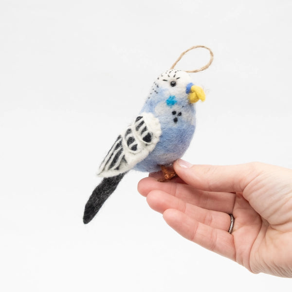 BLUE PARAKEET - HANGING FELT ORNAMENT — by The Winding Road