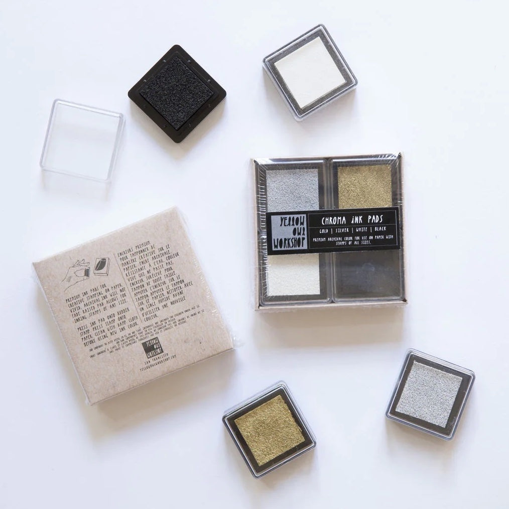 CHROMA INK PAD SET - GOLD, SILVER, WHITE, BLACK – Paperole