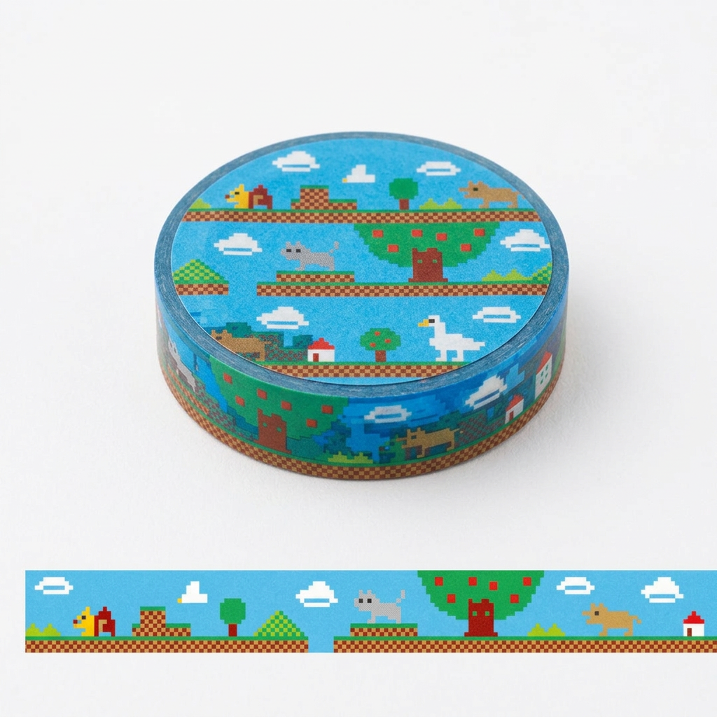 PIXEL ART – Ruban adhésif décoratif transparent SODA, 10 mm — par Hitotoki