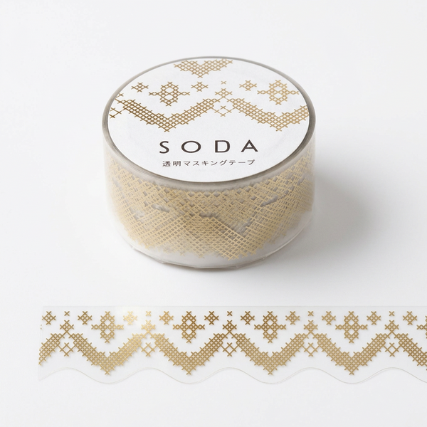 CROSS STITCH - Soda transparent Masking Tape, 20 mm — by Hitotoki