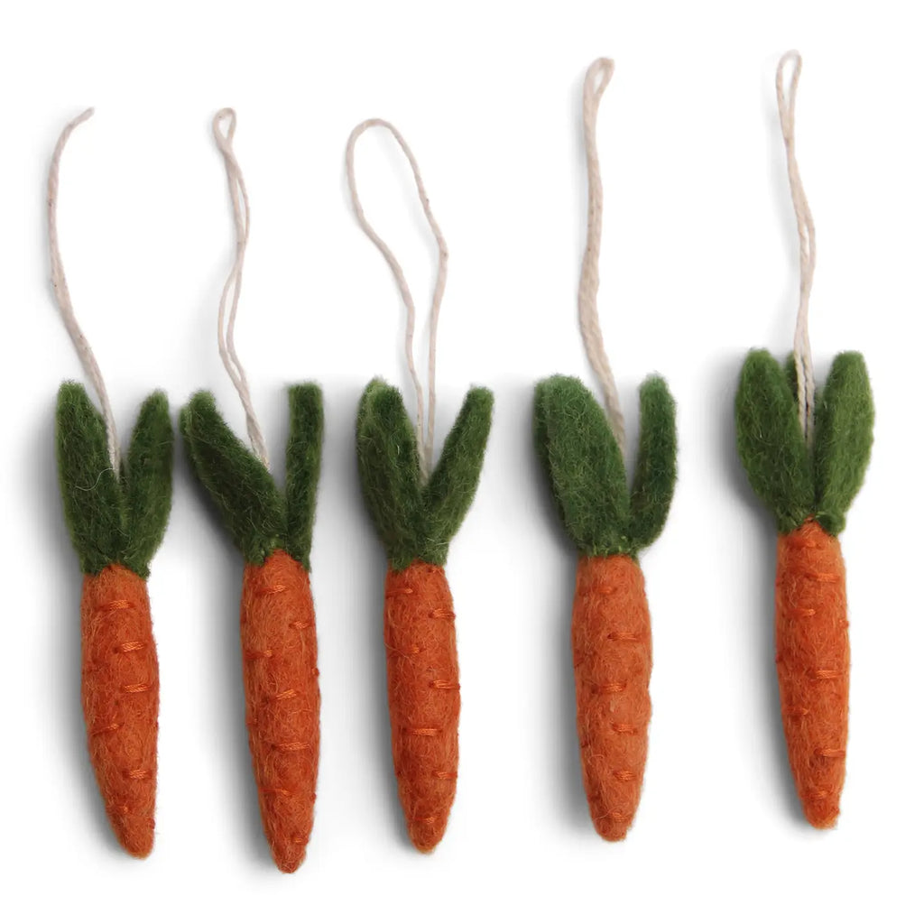 HANGING FELT ORNAMENT - Set of 5 Carrots — by Gry & Sif