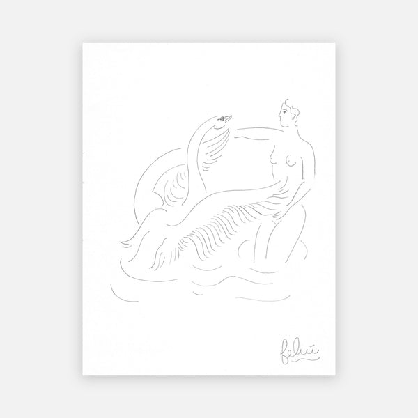 DANSE AVEC LE CYGNE (Original Drawing) 8" x 10.5" — by Isabelle Feliu