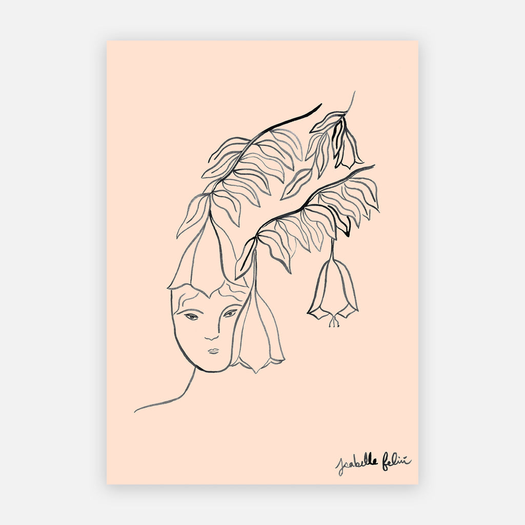 DISSIMULÉE (Dessin original) 8.2" x 11.7" — par Isabelle Feliu
