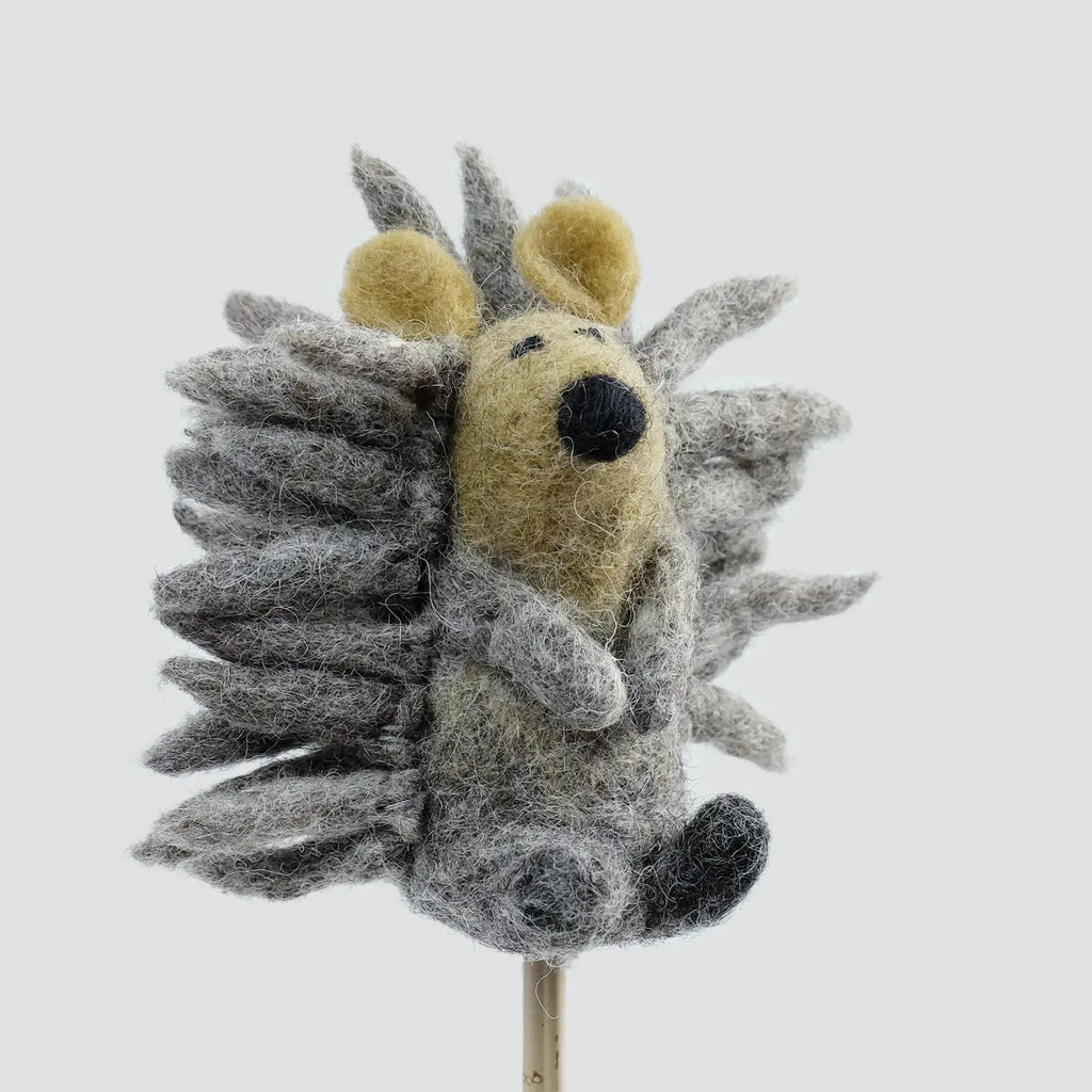 GRAY HEDGEHOG - FINGER PUPPET — by The Winding Road