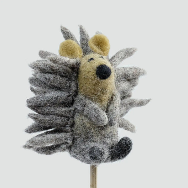 GRAY HEDGEHOG - FINGER PUPPET — by The Winding Road