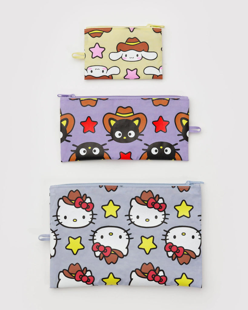 FLAT POUCH SET "HELLO KITTY AND FRIENDS WESTERN" — by Baggu