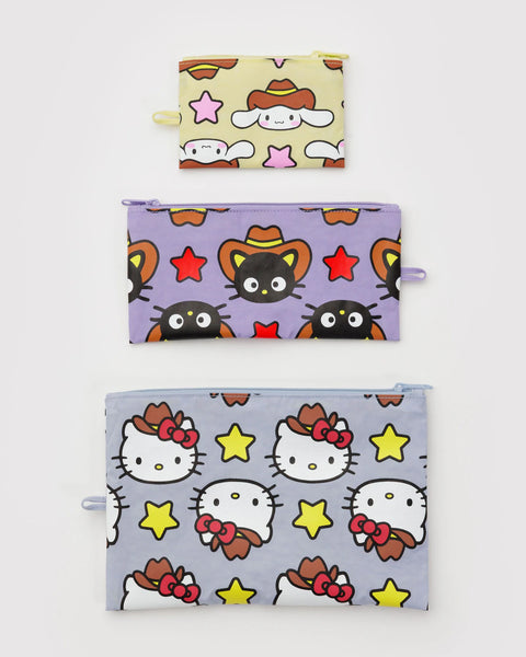FLAT POUCH SET "HELLO KITTY AND FRIENDS WESTERN" — by Baggu