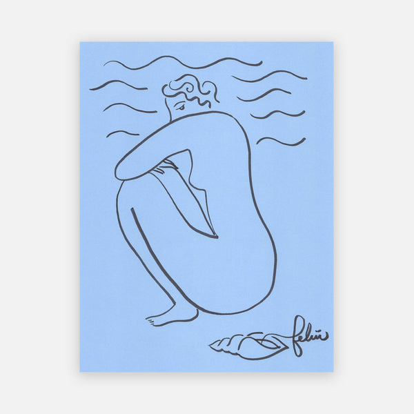 FEMME ET COQUILLAGE (Original Drawing) 8.5" x 11" — by Isabelle Feliu