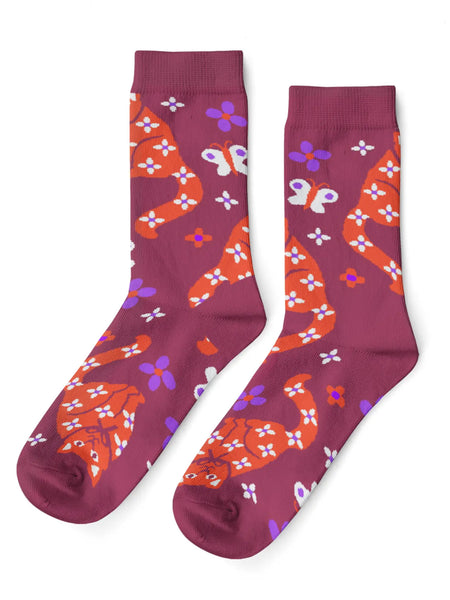 SOCKS "FLORAL CAT" — by Yellow Owl Workshop
