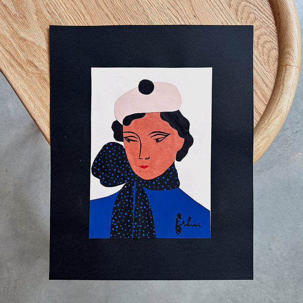 JEUNE FEMME AU FOULARD À POIS, 11.75" x 14.5" — by Isabelle Feliu