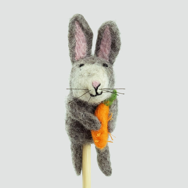 GRAY BUNNY - FINGER PUPPET — by The Winding Road