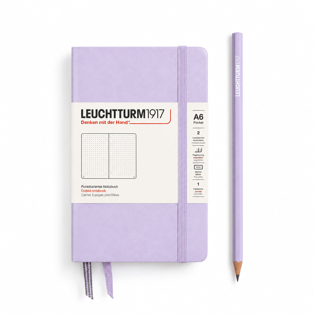 POCKET NOTEBOOK (A6) HARDCOVER, LILAC (Multiple Styles) — by Leuchtturm1917