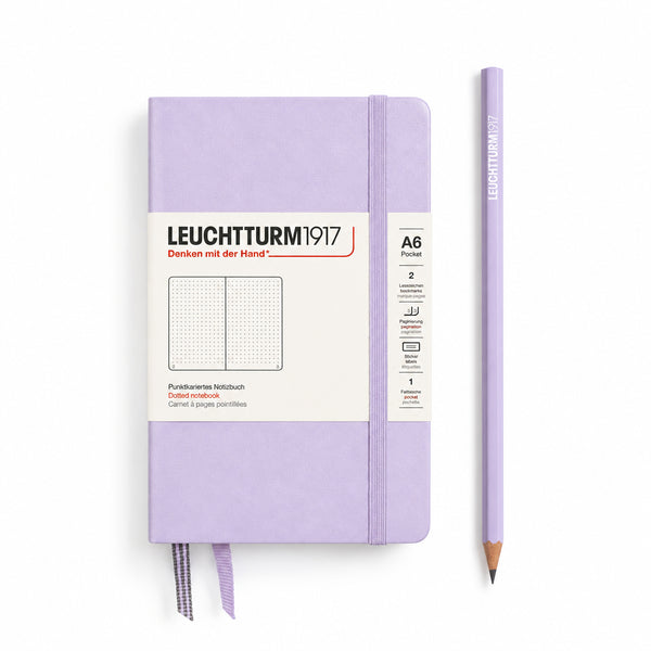 CARNET DE NOTE, FORMAT POCHE (A6) COUVERTURE RIGIDE, LILAS (Différents styles) — par Leuchtturm 1917