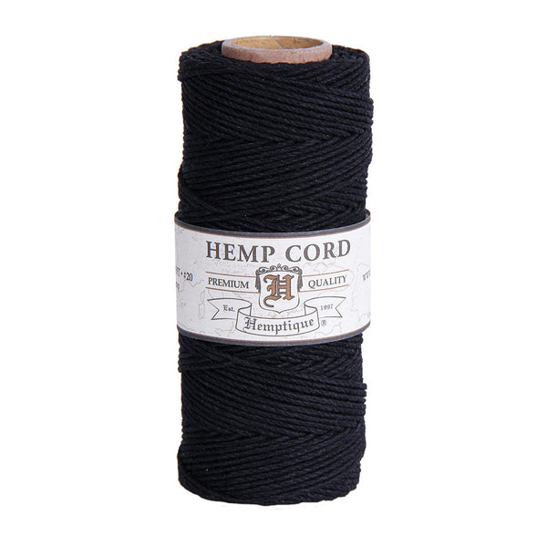 BLACK HEMP CORD SPOOLS, #20, 1 mm thick