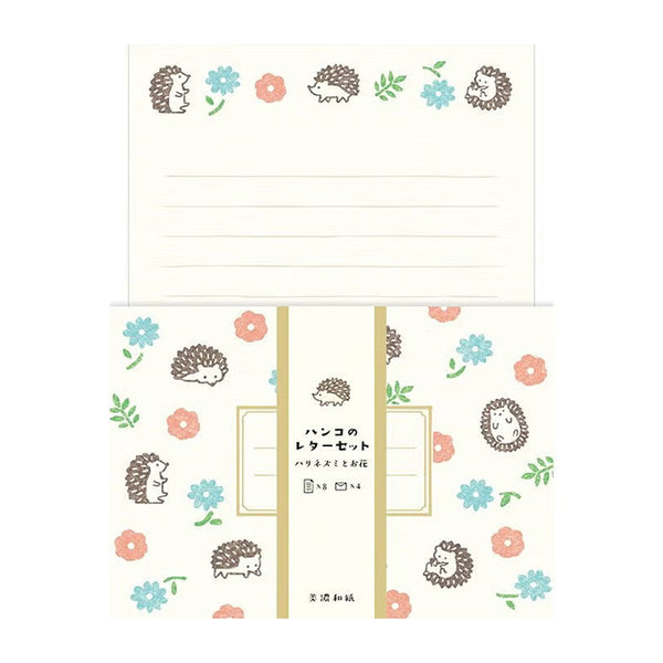 HANKO LETTER SET – Hedgehog & Flowers— by Furukawashiko