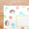 ENSEMBLE DE PAPIER À LETTRES « HANKO » – Hérisson et fleurs — par Furukawashiko