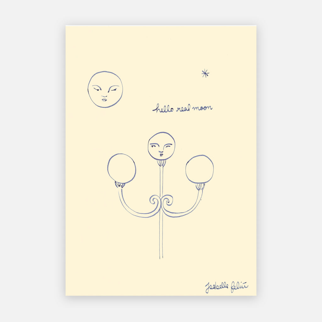 HELLO REAL MOON (Original Drawing) 8.2" x 11.7" — by Isabelle Feliu