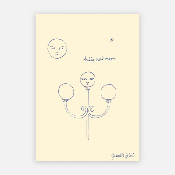 HELLO REAL MOON (Original Drawing) 8.2" x 11.7" — by Isabelle Feliu