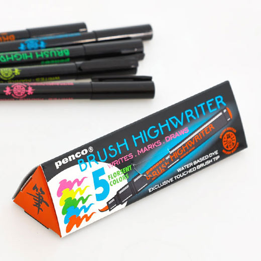 SET OF 5 HIGHLIGHTER BRUSH PEN — by Penco
