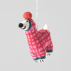 "JAYLA" DOG IN RED ONESIE FELT ORNAMENT— by Cari Vander Yacht
