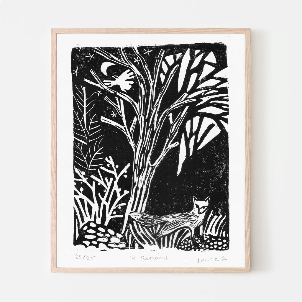 LINOCUT PRINT "LE RENARD", 8" x 10" — by Julia GR