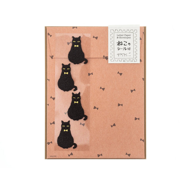 LETTER WRITING SET WITH BLACK CAT STICKERS — by Midori