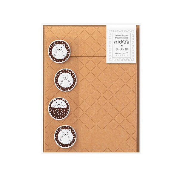LETTER WRITING SET WITH HEDGEHOG STICKERS — by Midori