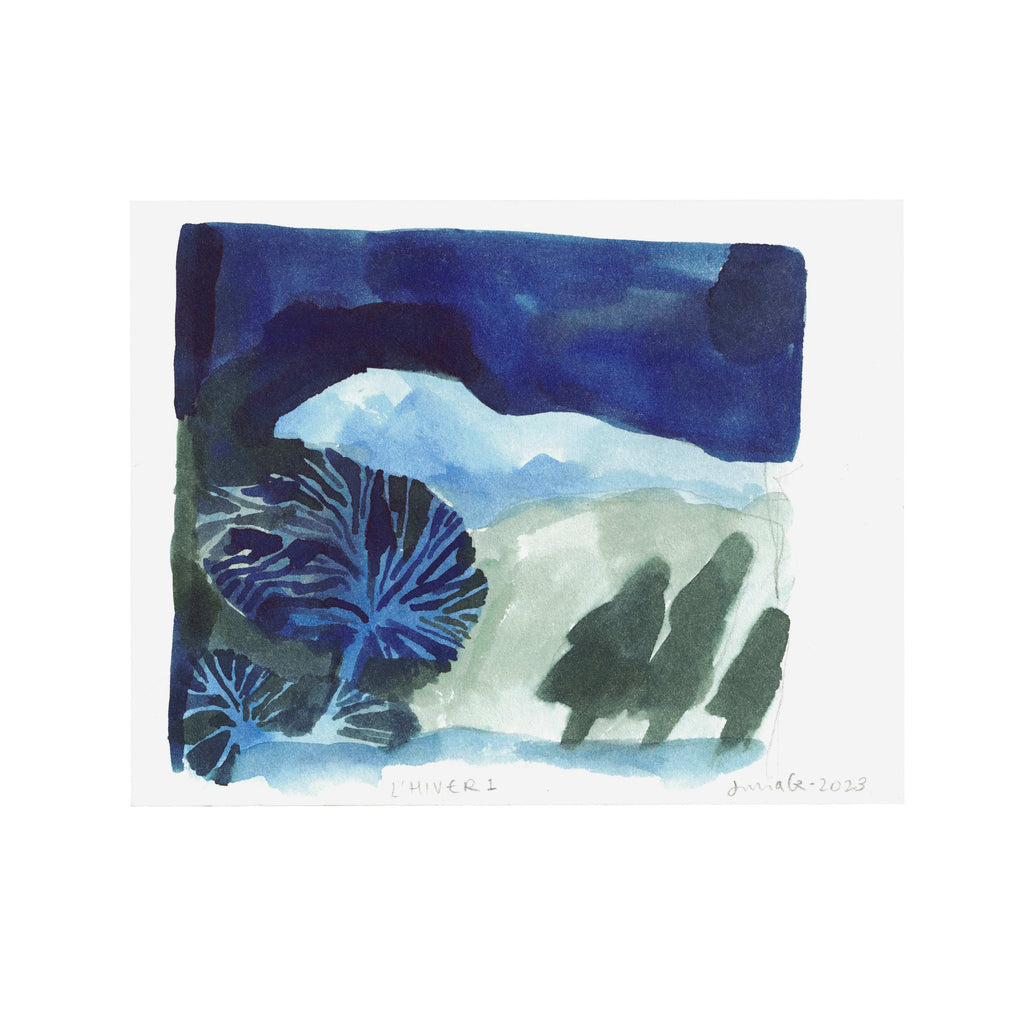 L'HIVER 1 (Original Painting) – 5.69 × 3.60 inches — by Julia GR