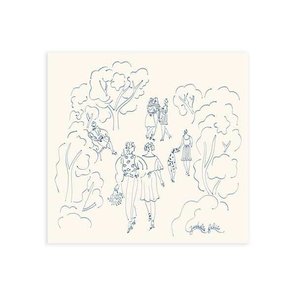 LA PROMENADE (Original Drawing) 11.75" x 11.75" — by Isabelle Feliu