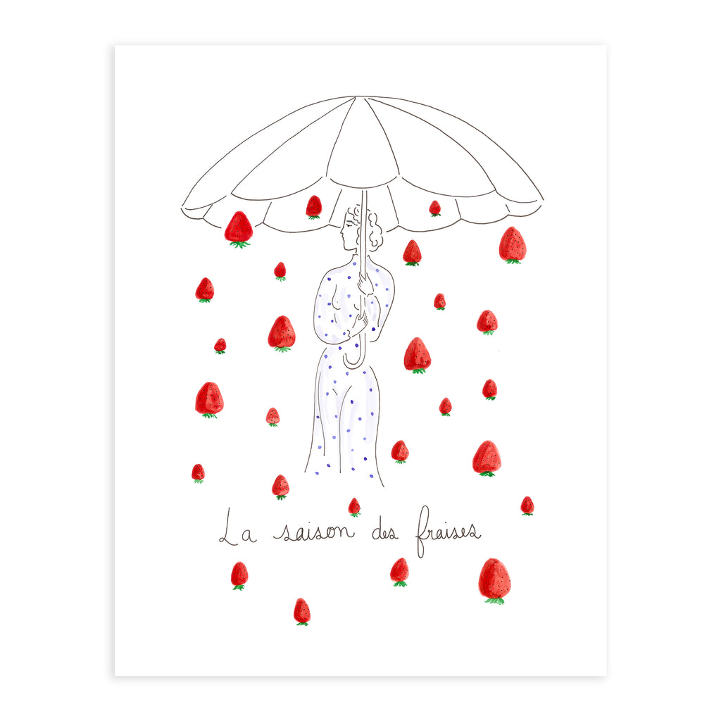 LA SAISON DES FRAISES (Original Painting) 11" x 14" — by Isabelle Feliu