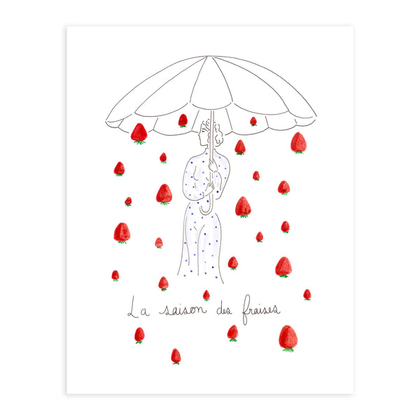 LA SAISON DES FRAISES (Original Painting) 11" x 14" — by Isabelle Feliu