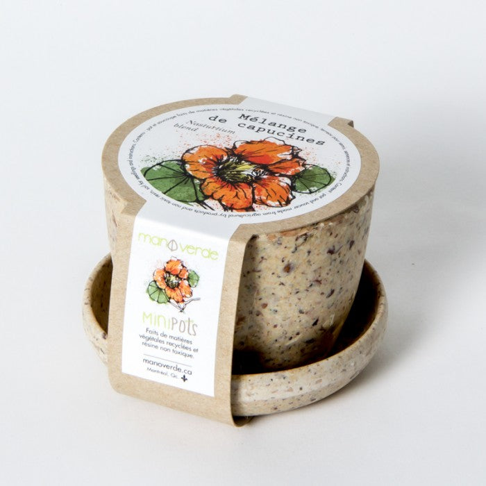 NASTURTIUM BLEND SEEDS in Recycled Fibers Mini Pot – by Mano Verde