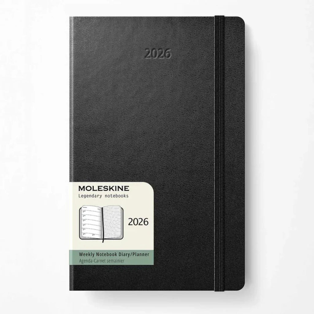 2026 WEEKLY NOTEBOOK - HARD COVER, BLACK (Multiple sizes) — by Moleskine